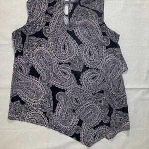 Paisley Sleeveless Blouse Black and Purple